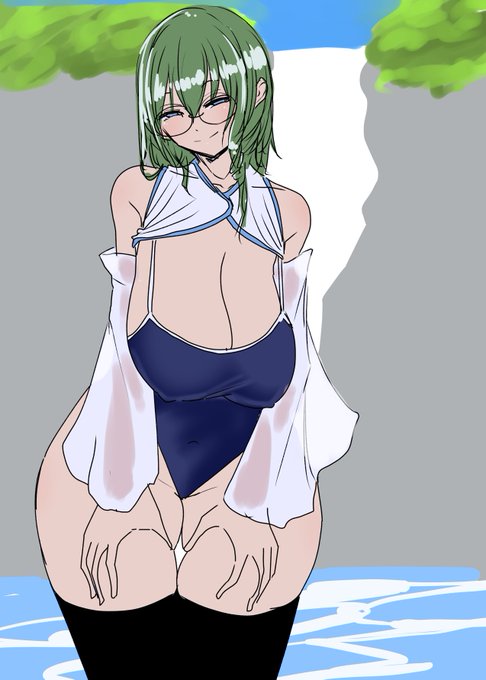 守矢神社、滝行スク水メガネオプション付き 