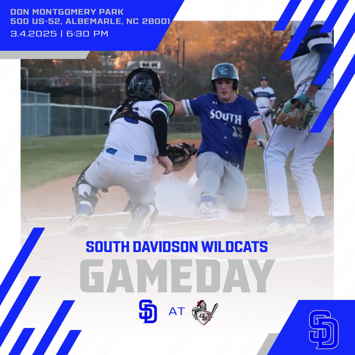 🚨Game Day🚨
@ Gray Stone
📍Don Montgomery Park
🕰️ 6:30
<a href="/sdwildcatsports/">SD Wildcat Athletics</a> <a href="/ctadams_3/">Chris Adams</a> <a href="/coachkp1750/">Kevin Park</a> 
#wearewildcats
