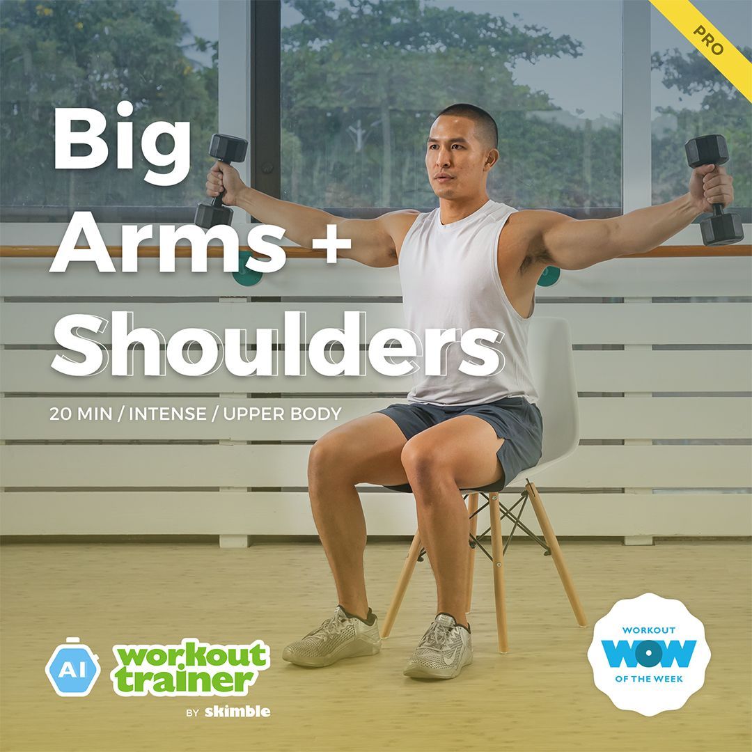 skimble's tweet photo. Big #Arms + #Shoulders! Boost your #upperbody strength with this challenging #workout - https://t.co/nsUOG0PhWL πͺπ© Prioritize good form. Track your weights / reps in-app, and make this part of your routine for consistent gains. Letβs get stronger! βΒ·ββΒ·β #workouttrainer https://t.co/vf6XfceMIj