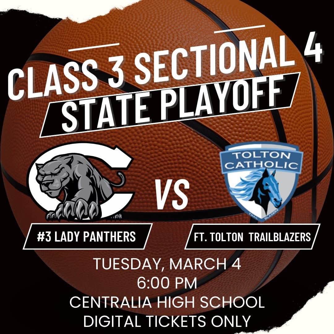 Centralia Lady Panthers WBB (@wbbcentralia) on Twitter photo Sectional Round of State Playoffs!
Lady Panthers (27-1) take on Father Talton at home.
<a href="/RodKRCG13/">Rod Smith</a> <a href="/Megan_aub_brink/">Megan Brinkmann</a> <a href="/JeremyJacob88/">Jeremy Jacob</a> <a href="/ChrisDuerr/">Chris Duerr</a> <a href="/ClarenceCanno13/">Clarence Cannon Conference</a> <a href="/KOMUsports/">KOMU 8 Sports</a> <a href="/MbcaCoaches/">MBCA</a> <a href="/BenArnetKOMU/">Ben Arnet</a> <a href="/NemoPressbox/">NEMO Pressbox</a> <a href="/austinward41/">Austin Ward</a> <a href="/RoundBallBrad/">Brad Hayes</a> <a href="/Jaden_Lewis29/">Jaden Lewis</a> Sectional Round of State Playoffs!
Lady Panthers (27-1) take on Father Talton at home.
<a href="/RodKRCG13/">Rod Smith</a> <a href="/Megan_aub_brink/">Megan Brinkmann</a> <a href="/JeremyJacob88/">Jeremy Jacob</a> <a href="/ChrisDuerr/">Chris Duerr</a> <a href="/ClarenceCanno13/">Clarence Cannon Conference</a> <a href="/KOMUsports/">KOMU 8 Sports</a> <a href="/MbcaCoaches/">MBCA</a> <a href="/BenArnetKOMU/">Ben Arnet</a> <a href="/NemoPressbox/">NEMO Pressbox</a> <a href="/austinward41/">Austin Ward</a> <a href="/RoundBallBrad/">Brad Hayes</a> <a href="/Jaden_Lewis29/">Jaden Lewis</a>