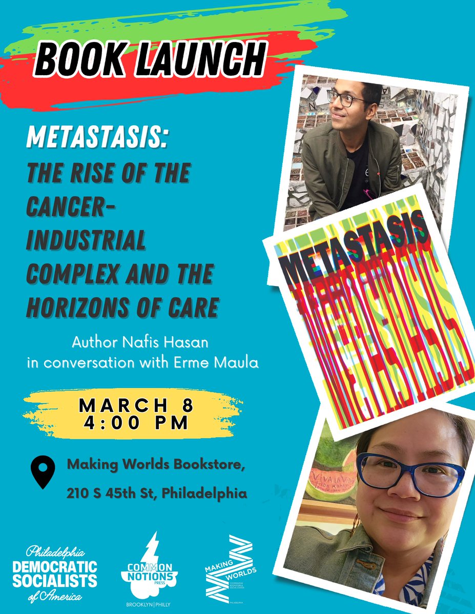 HEY PHILLY!! I'm doing a book launch event <a href="/MakingWorldsBks/">Making Worlds Books</a> on Sat, 3/8, 4 pm. Come thru if you can. Big thanks to <a href="/PhillyDSA/">Philly DSA 🌹</a> for co-sponsoring!
RSVP here - makingworldsbooks.org/events/book-la…