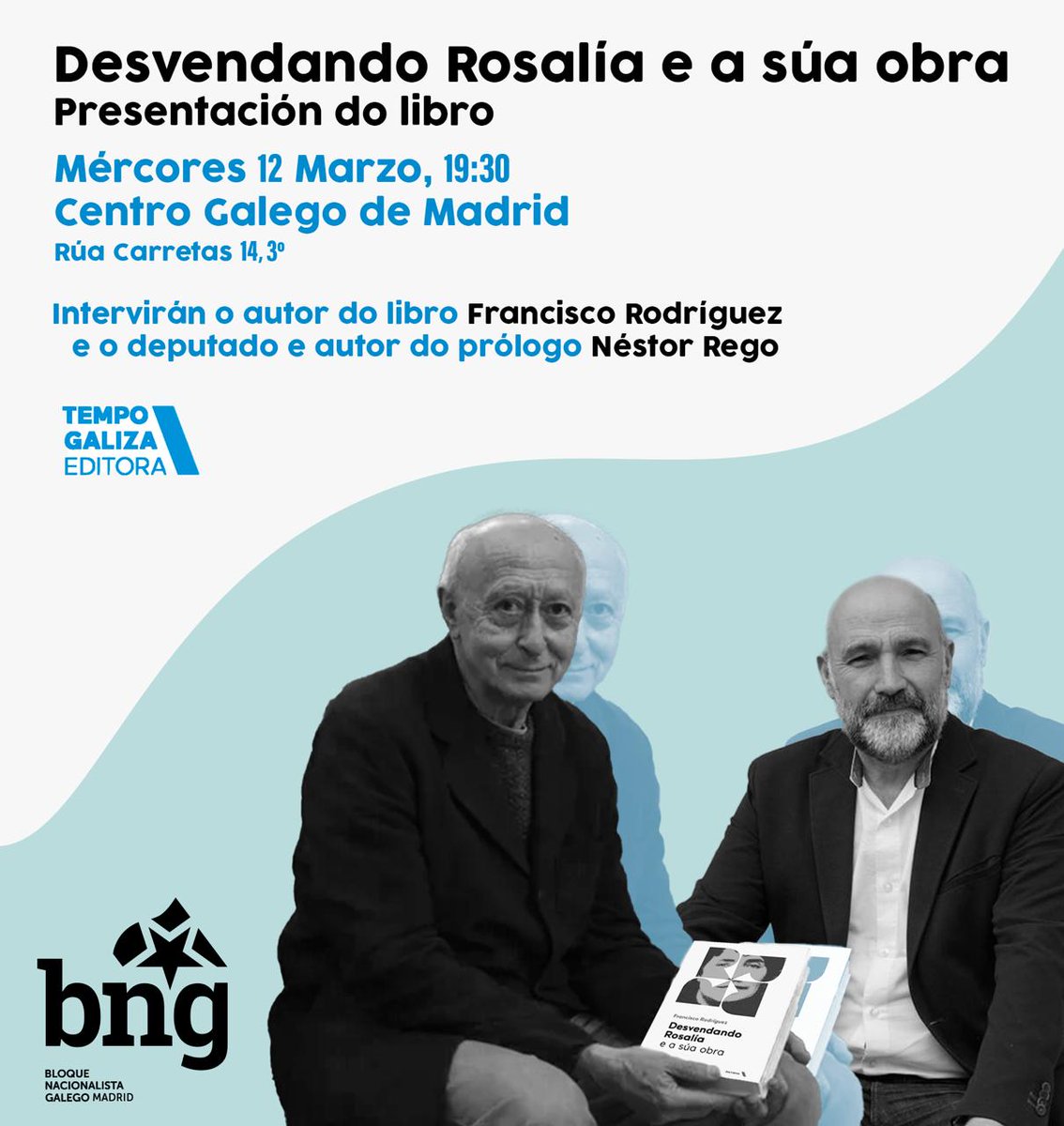 Non perdas este acto tan interesante que organizamos en Madrid sobre a figura de Rosalía de Castro. Entrada aberta a todo o mundo! Agardámoste. 😄
<a href="/bngemigracion/">BNG Emigración</a> 
<a href="/NestorRego/">Néstor Rego</a> 
<a href="/bngmadrid/">BNG Madrid</a>