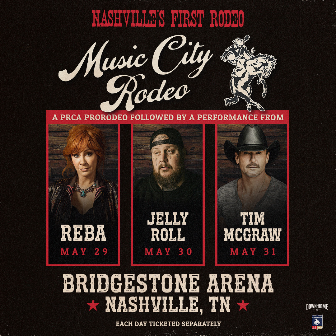 BrdgstoneArena's tweet image. JUST ANNOUNCED! 🐎 Music City Rodeo is coming to Bridgestone Arena on May 29-31! 
See Reba on May 29, Jelly Roll on May 30, and Tim McGraw on May 31! 

🎟️ Get your tickets THIS Friday, March 7th starting @ 10AM!

👉 Get more info at musiccityrodeo.com