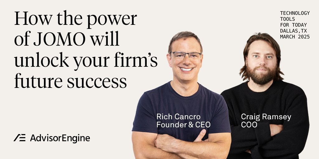 Advisory firms must embrace JOMO—the Joy of Missing Out—to thrive in our fast-changing industry. Join <a href="/AdvisorEngine/">AdvisorEngine</a> today at #T32025 to learn how! 📍 9:25am | Landmark Ballroom A/B