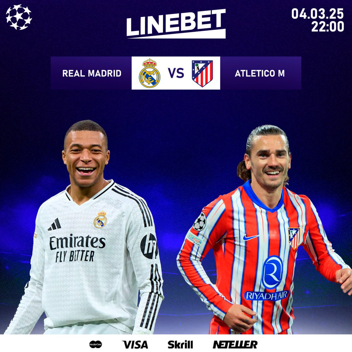 🏆 UEFA Champions League ⚽️

Real Madrid - Atletico Madrid

📺 Event 04.03 at 23:00 EAT ⏰

Bet &amp; WIN BIG only on LINEBET 🎰

Join here 👇👇👇

➡️ bit.ly/gotolinebet ⬅️

✅ NO TAX 
✅HIGHEST Odds
✅MPESA Accepted 

Best tips Telegram👇
 t.me/shindamichezo

🏆