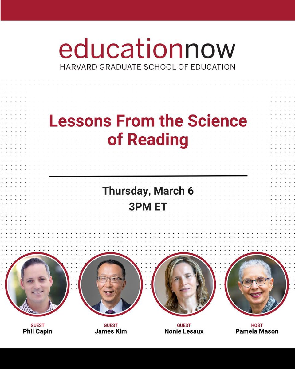 hgse_alumni's tweet image. Join us for a discussion with experts from the Harvard Graduate School of Education about literacy development for children and teens. 
Registration: buff.ly/3Xm7Kji #hgse #hgsealumni #harvardeducation