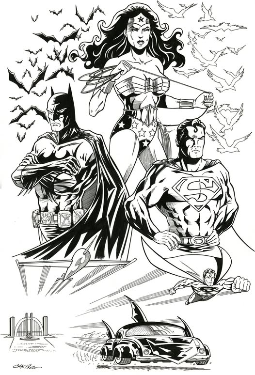 macandtrouble's tweet photo. Time Travel Tuesday !
I inked this piece over pencils of the great Chris Ring about a decade ago... he's a wonderful artist, and I loved working with him.

#comics #batman #superman #wonderwoman #dc #thehobby #fbf #TimeTravel #TimeTravelTuesday https://t.co/jpE3O3KhZT