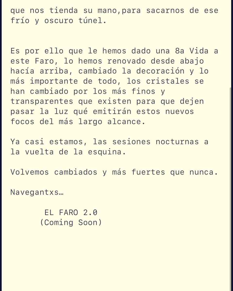 La Luz Vuelve a Encenderse.      El FARO 2.0 (Coming Soon)
