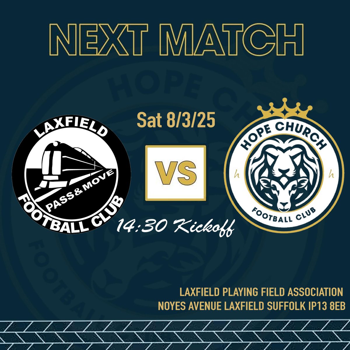 After a tough defeat at the weekend we look to bounce back this Saturday. Thanks for those that came out to support us at our previous game, we'd love to see you at the next!