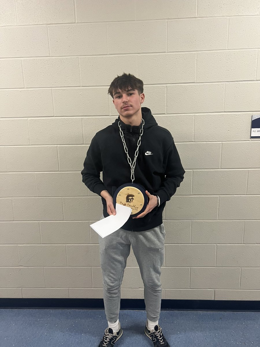 Congratulations Joey V., the GC Varsity Stat Chain recipient for March 1st, 2025.  Joey had 21 points, 4 steals, 4 assists and 3 rebounds in the Spartans win at Mendon.  #gcpride #bleedblue