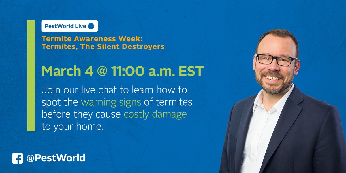 It’s #TermiteAwarenessWeek, and Dr. Jim Fredericks is hosting a live Facebook chat to discuss termites, the property threats they pose, and how to protect your home. Don’t miss it! facebook.com/events/6077579…