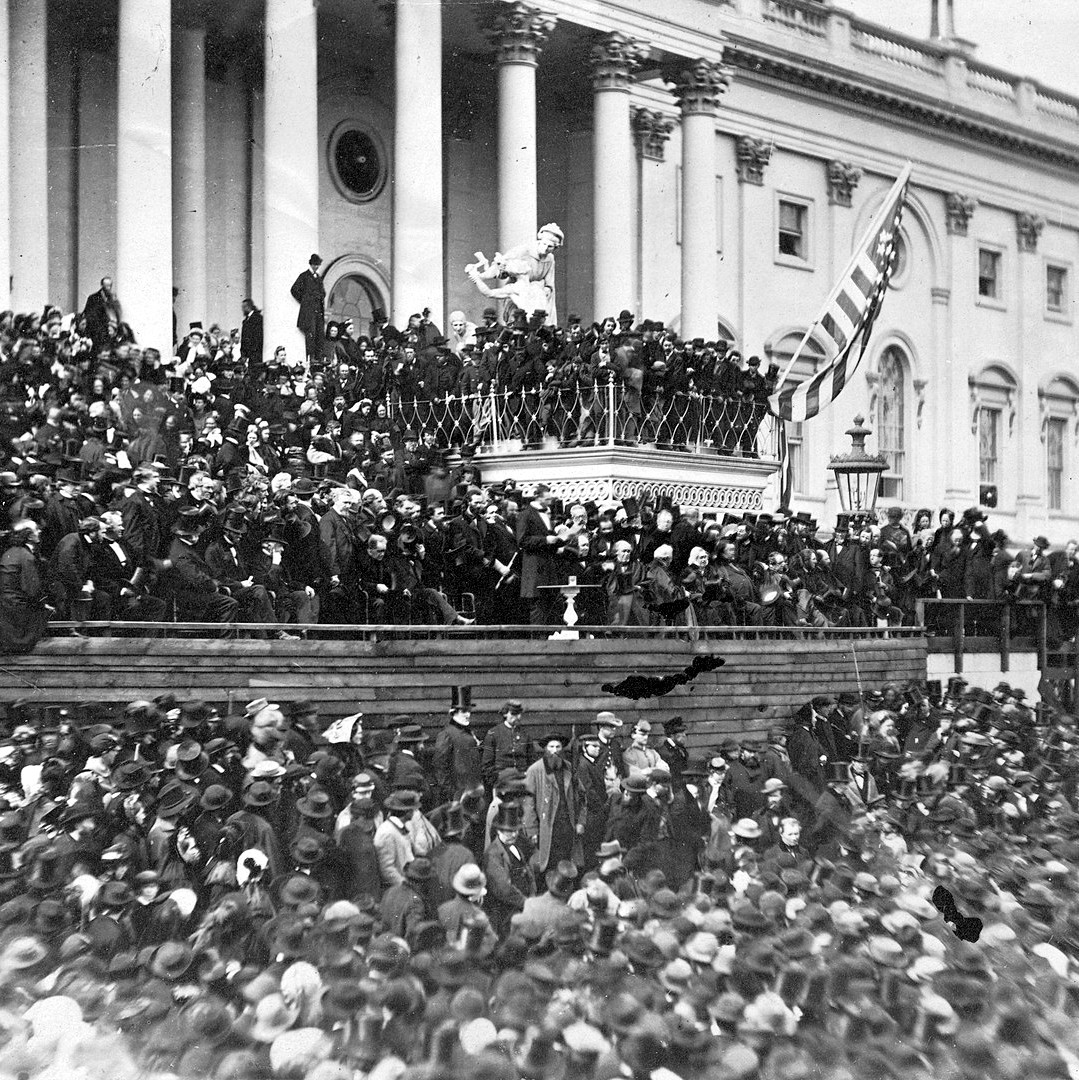 NationalMallNPS's tweet photo. #OTD in 1865, President Abraham Lincoln delivered his famous Second Inaugural Address. Nearing the end of the Civil War, he reached for hope &amp; reconciliation: "With malice towards none, with charity for all." The speech is carved into the walls of the Lincoln Memorial. https://t.co/pqfZ70H4pS