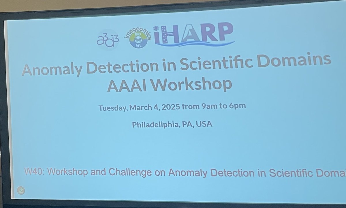 Workshop on #Anomaly detection in #science at ⁦<a href="/RealAAAI/">AAAI</a>⁩ #AAAI25 is starting! Building the community and announcing the winners of the competition ⁦<a href="/NSF/">U.S. National Science Foundation</a>⁩ funded