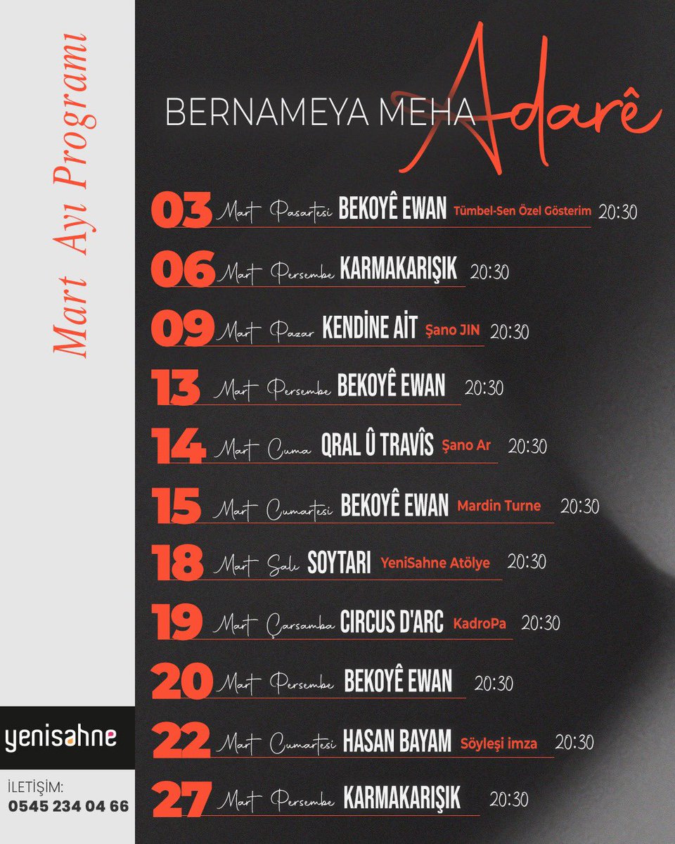yenisahne (@batmanyenisahne) on Twitter photo DUYURU |AGAHDARî
Şubat Ayı Programı | Bernameya Meha Sibatê
<a href="/kadropa/">Kadro Pa</a>
<a href="/amid_art/">amîdart</a>
<a href="/egitimsen21/">Eğitim Sen Amed</a>
<a href="/sanoarbatman/">Şano Ar</a>
<a href="/denoizm/">Deniz Özer</a>
<a href="/72bahozz/">bahozz</a>
@BatmanEgitimSen
<a href="/yakup_selimogl/">Yakup Selimoğlu</a>
<a href="/ajansawelat/">AjansaWelat</a> <a href="/diyarname1/">Diyarname</a> <a href="/rojnamexwebun/">Xwebûn</a> <a href="/BotanTimes/">Botan Times</a> <a href="/BilalGuldem/">Bilal Güldem</a> DUYURU |AGAHDARî
Şubat Ayı Programı | Bernameya Meha Sibatê
<a href="/kadropa/">Kadro Pa</a>
<a href="/amid_art/">amîdart</a>
<a href="/egitimsen21/">Eğitim Sen Amed</a>
<a href="/sanoarbatman/">Şano Ar</a>
<a href="/denoizm/">Deniz Özer</a>
<a href="/72bahozz/">bahozz</a>
@BatmanEgitimSen
<a href="/yakup_selimogl/">Yakup Selimoğlu</a>
<a href="/ajansawelat/">AjansaWelat</a> <a href="/diyarname1/">Diyarname</a> <a href="/rojnamexwebun/">Xwebûn</a> <a href="/BotanTimes/">Botan Times</a> <a href="/BilalGuldem/">Bilal Güldem</a>
