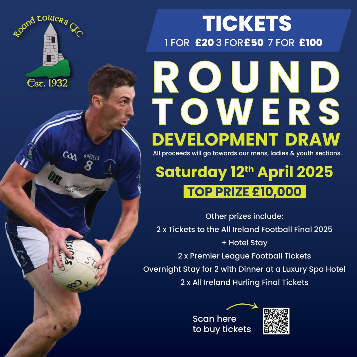 🚨 CLUB DEVELOPMENT DRAW ENDS NEXT MONTH 🚨

𝐏𝐑𝐈𝐙𝐄𝐒
💷 £10,000
🇮🇪 2x All-Ireland Football Final tickets + hotel stay
⚽️ 2x Premier League tickets
🏨 Luxury hotel and spa stay
🇮🇪 2x All-Ireland Hurling Final tickets

Enter online before April 12th: member.clubforce.com/tickets_m.asp?…