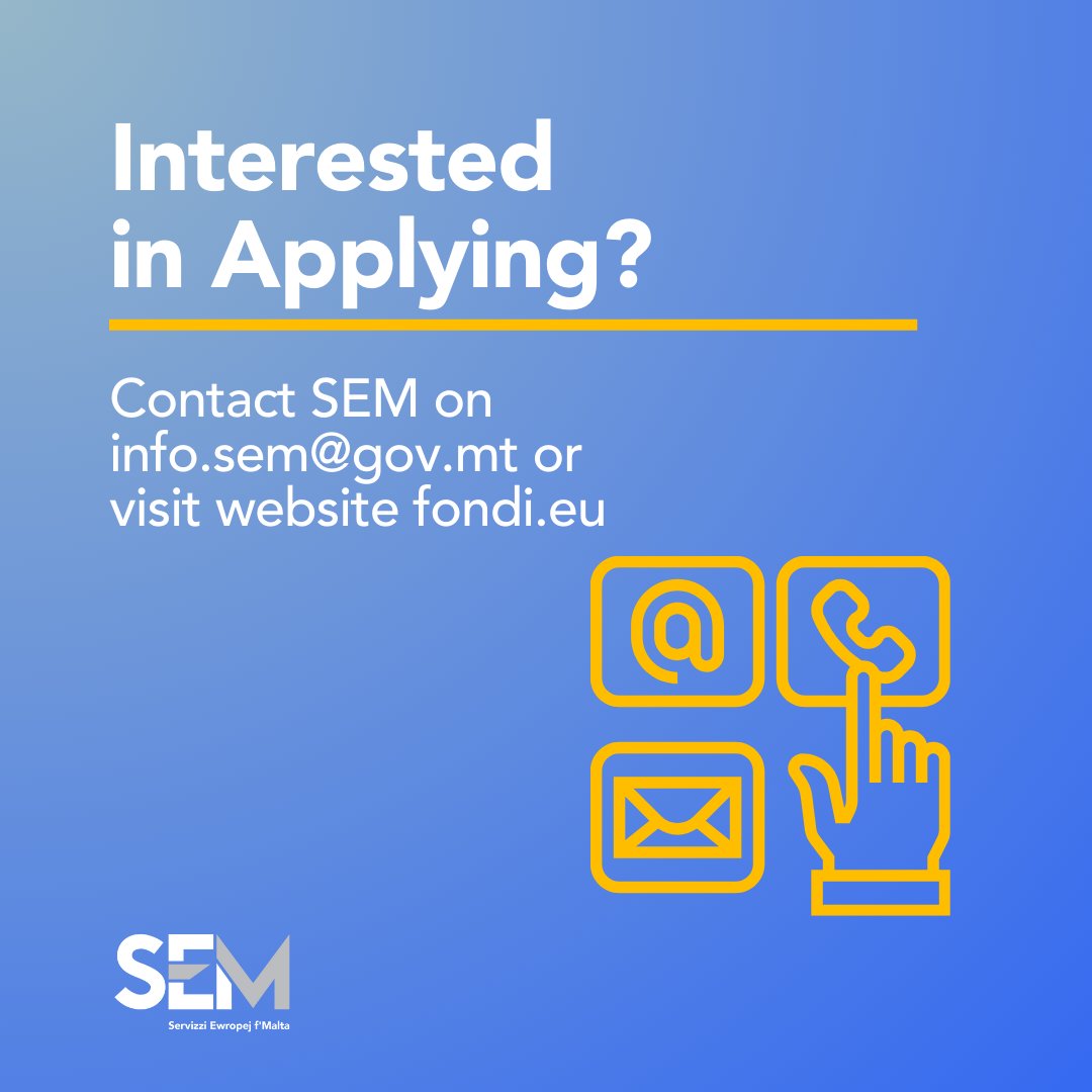 Servizzi Ewropej f'Malta (@servizziewropej) on Twitter photo New EU funded grant schemes launched on 1 March 2025, with open-rolling applications and cut-off dates every 14 days!
fondi.eu/what-funding-i…
📩 Want more information or assistance? Contact us at info.sem@gov.mt or visit sem.gov.mt New EU funded grant schemes launched on 1 March 2025, with open-rolling applications and cut-off dates every 14 days!
fondi.eu/what-funding-i…
📩 Want more information or assistance? Contact us at info.sem@gov.mt or visit sem.gov.mt