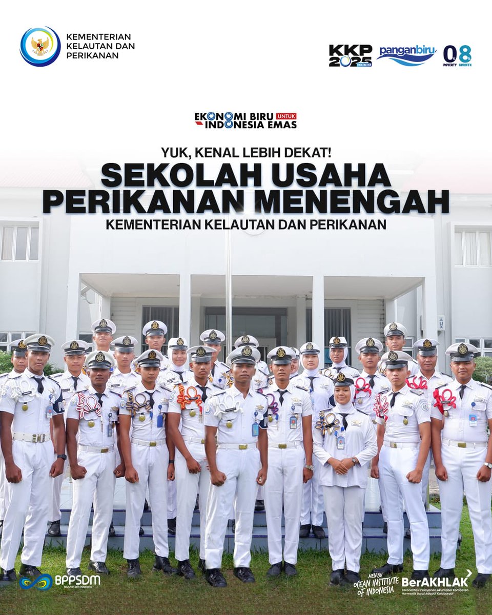 #SobatBahari, dalam penyelenggaraan pendidikan vokasi kelautan dan perikanan, selain pendidikan tinggi, <a href="/kkpgoid/">KKP RI</a> <a href="/bppsdm_kp/">BPPSDM KKP</a> jg memiliki satuan pendidikan menengah yg tersebar di Ladong, Pariaman, Kota Agung, Tegal, dan Waiheru

#PanganBiru #2025KKPRiseTogether #SDMKP <a href="/in_radiarta/">INRadiarta</a>