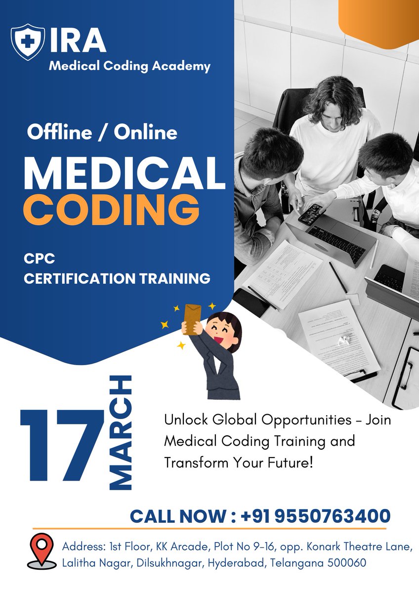 IraCoding's tweet image. "Unlock Global Opportunities – Join Medical Coding Training and Transform Your Future!"
#MedicalCoding #MedicalCodingTraining #MedicalCodingInstitute #MedicalBilling #HealthcareCareers #MedicalCodingFreshers #MedicalCodingCertification
#MedicalCodingDilsukhnagar