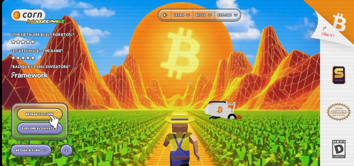 🌽 There is Still time to be active on <a href="/use_corn/">Corn</a>  since we are close to their TGE, if you dont have funds, bridge it via their bridge :

➡️ usecorn.com/app?action=bri…

🌽 Then u can deposit and earn via their Yield :

➡️ usecorn.com/app?action=earn