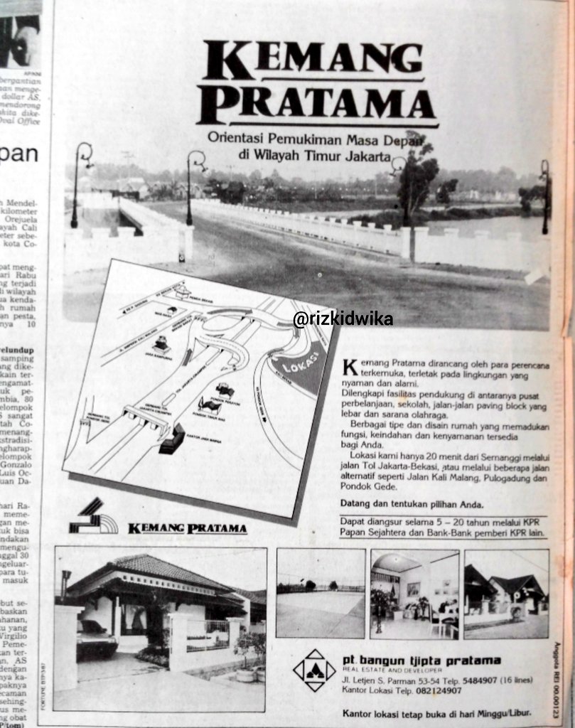 Iklan perumahan Kemang Pratama,
35 tahun yang lalu: