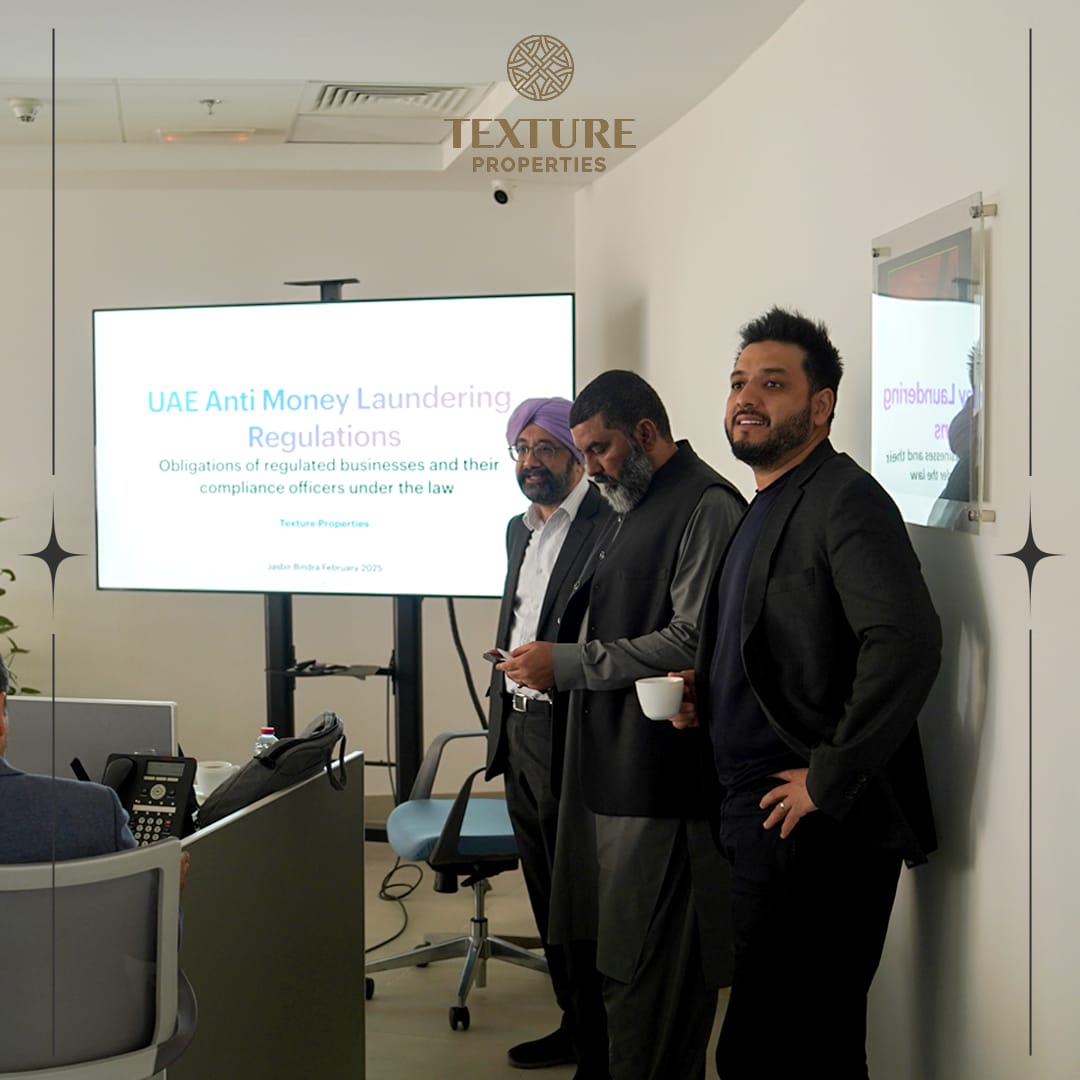 textureuae's tweet image. Staying compliant is key! ✅ Our team at Texture Properties just completed an insightful AML training session to stay ahead of financial regulations. Knowledge is power! #AML #Compliance #RealEstate