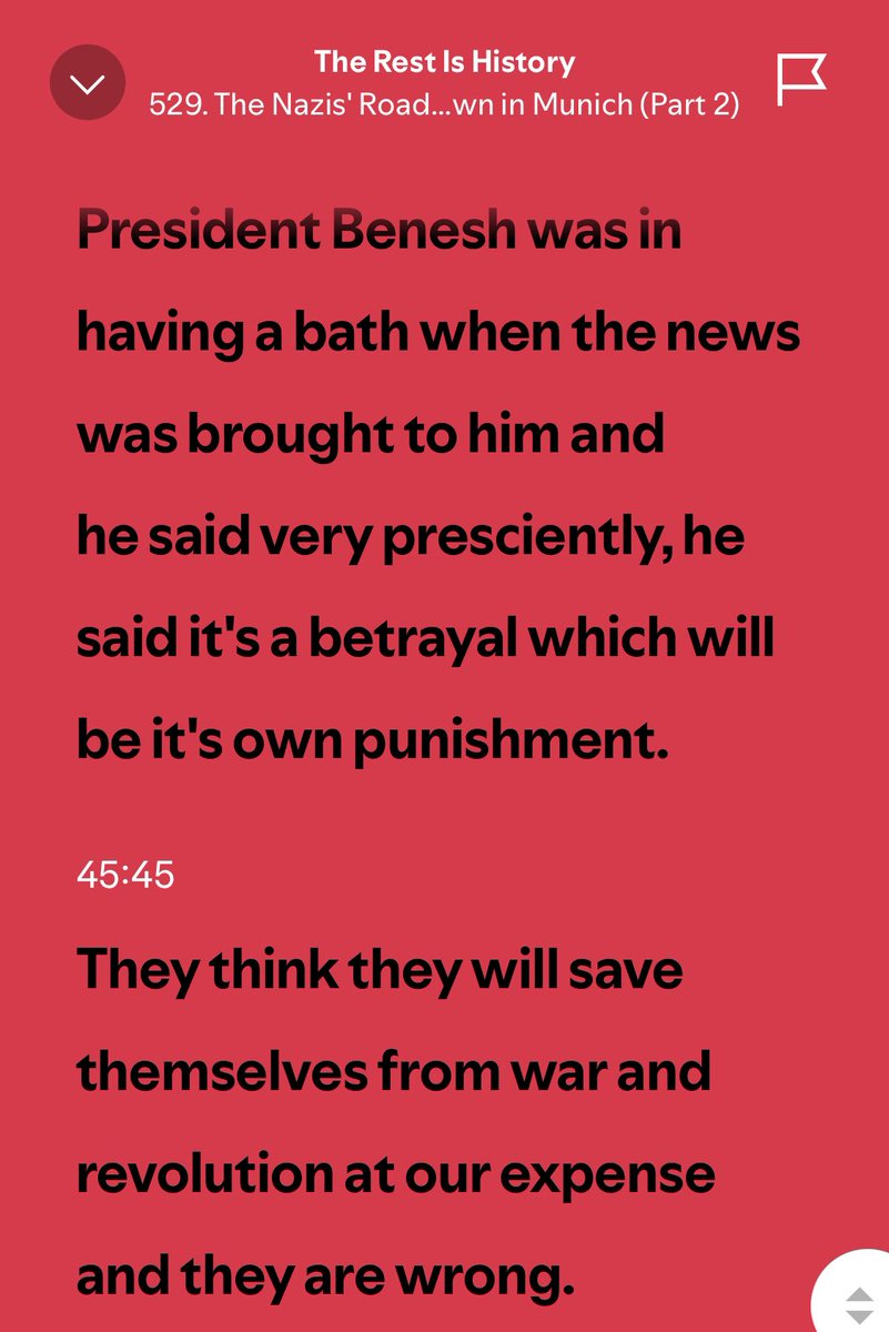TurnerTourGuide's tweet image. Dear @JDVance I suggest you listen to this @TheRestHistory podcast on Hitler’s annexation of part of Czechoslovakia (before he came back for more…) I was struck by certain parallels, esp this quote from the Czech president after the Allies sold his country down the river.