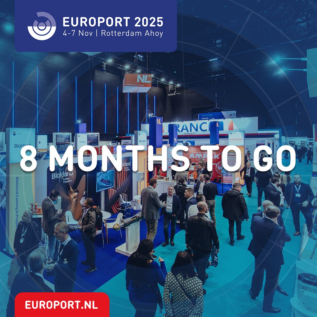 📣 8 MONTHS TO GO! The countdown is on until #Europort2025, and we can't wait to welcome you back to the Rotterdam Ahoy Convention Center in the maritime capital of Rotterdam ⚓ 

Visit the #Europort website for more information: europort.nl

#maritimeevents