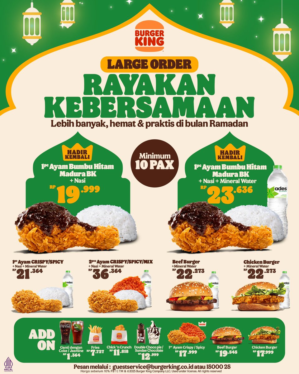 Pesen large order buat bukber dan sahur di Burger King, gak pake ribet! Super satset dan praktis🤩