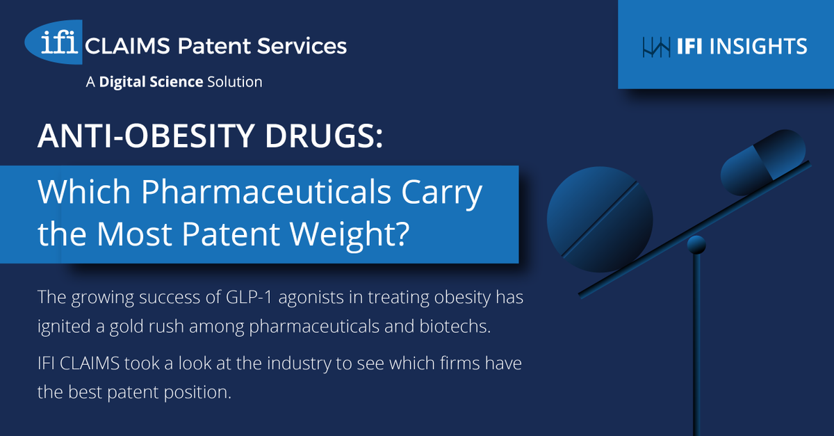 Soaring demand for weight loss drugs have tipped the financial scales of the #pharmaceuticals that brought them to market. IFI CLAIMS measured the magnitude of the #patents to get a sense of which innovators carry the most clout. Here’s what we found: ificlaims.com/news/view/ifi-…