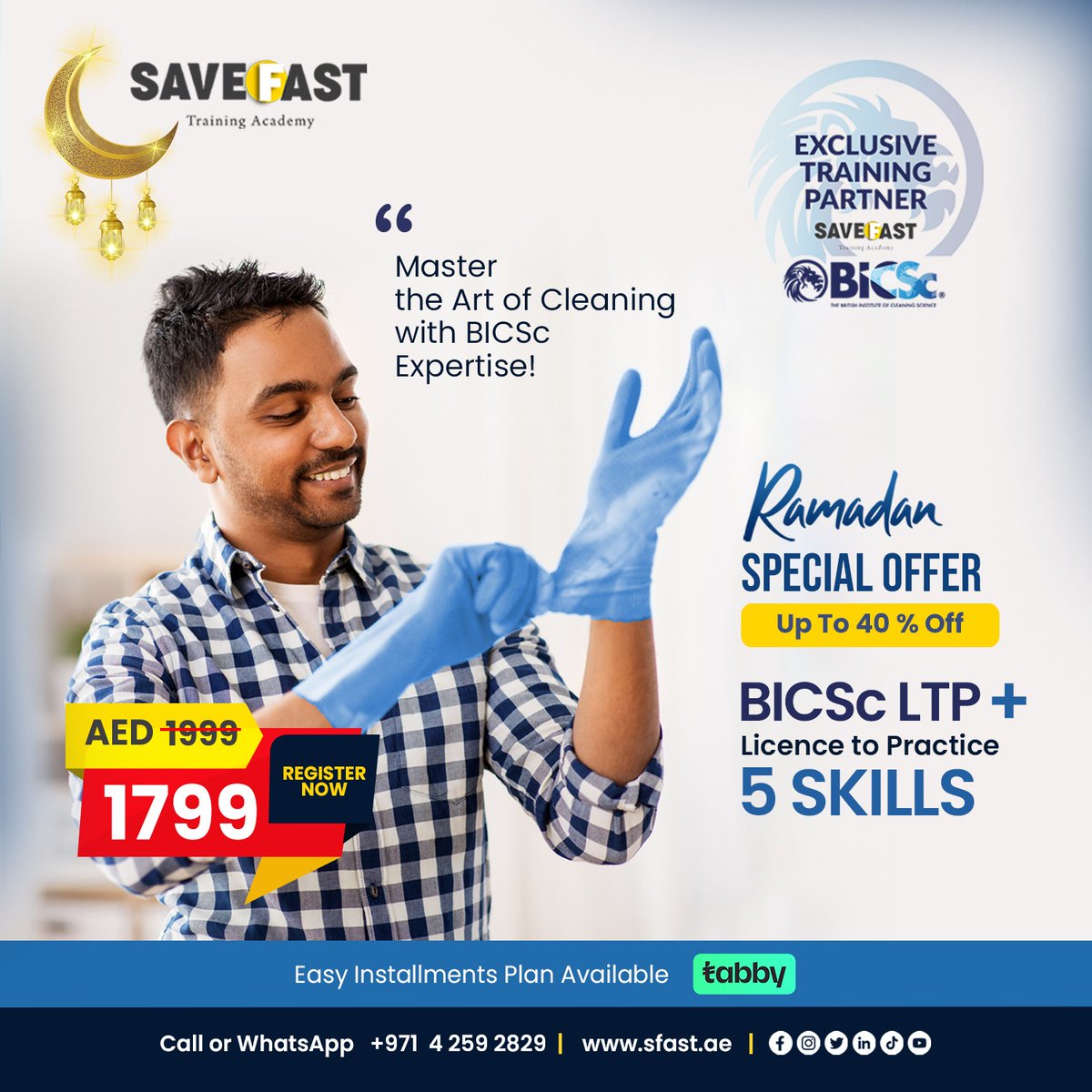 save_fast's tweet image. 🎓 Boost Your Career with BICSc LTP Certification!
No experience needed – learn 5 key cleaning skills &amp;amp; earn a globally recognized certificate 

📆 Weekend Classes | Special Ramadan Price – AED 1799

📞 +971 4 259 2829 | 🌐 sfast.ae

#BICSc #CareerGrowth #SaveFast