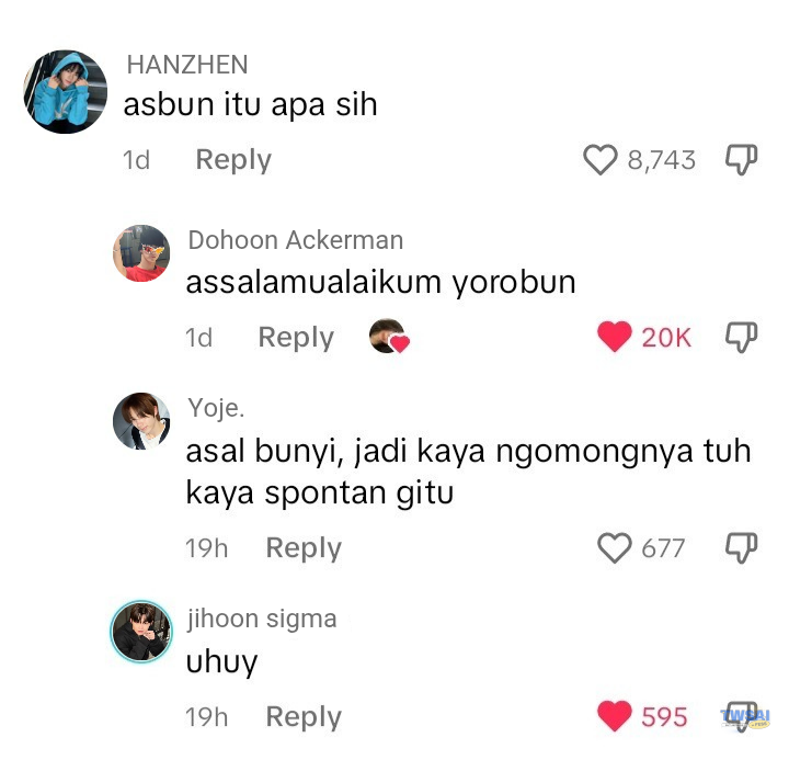 Tous! Hanjin bertanya, yang lain menjawab. Episode: asbun!