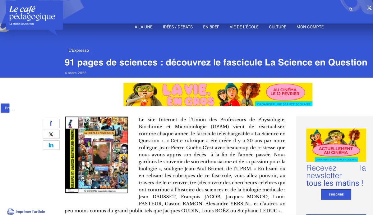 BRUNET Jean-Paul (@jpaubrunet) on Twitter photo Au <a href="/cafepedagogique/">Le café pédagogique</a> de ce matin
Le partage de la rubrique la Science en Question (mise en ligne par <a href="/aegaudin/">Antoine GAUDIN</a> sur le site de l’UPBM)
L’occasion d’un hommage à Jean-Pierre Guého
upbm.org/publications/t… Au <a href="/cafepedagogique/">Le café pédagogique</a> de ce matin
Le partage de la rubrique la Science en Question (mise en ligne par <a href="/aegaudin/">Antoine GAUDIN</a> sur le site de l’UPBM)
L’occasion d’un hommage à Jean-Pierre Guého
upbm.org/publications/t…