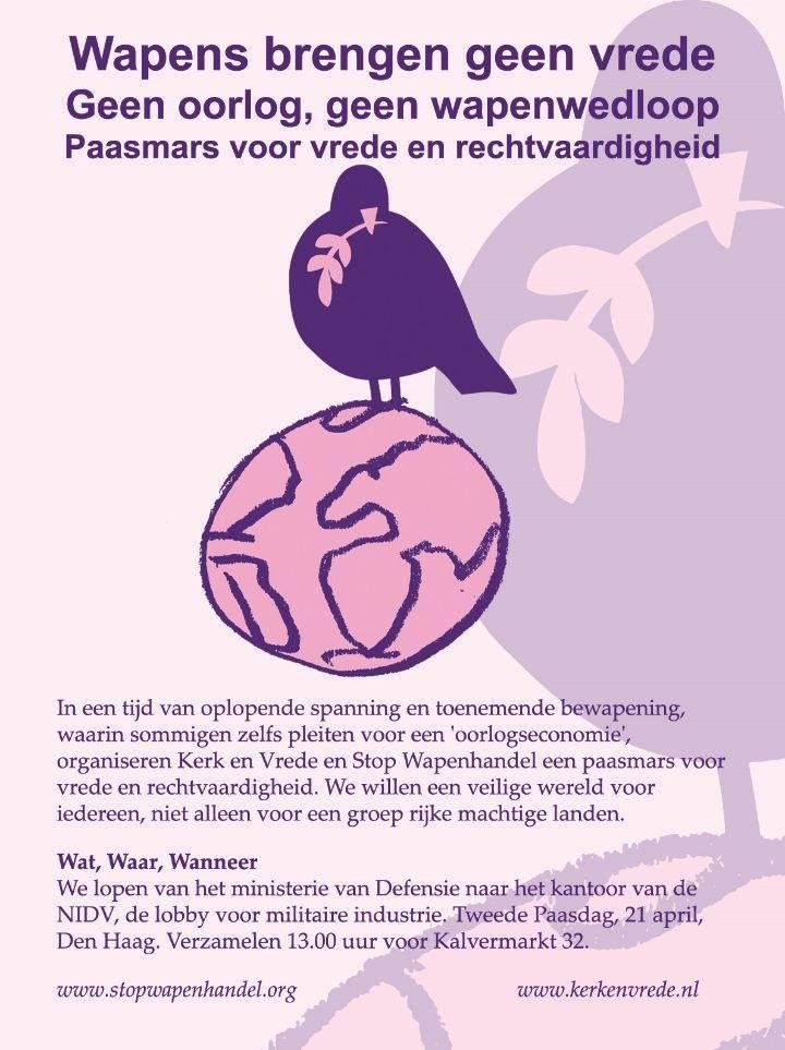 Ook zo'n zin om te demonstreren tegen de militarisering van de samenleving en vóór een veilige wereld voor iedereen? Kom op Tweede Paasdag (21 april) om 13 uur naar centrum Den Haag!