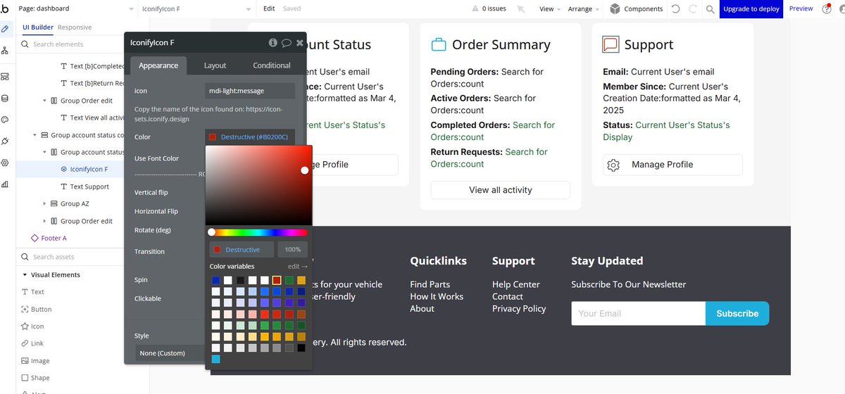 mkTobexzy's tweet image. The multiple colour codes selectors by bubble.io is an nice idea, makes designing on Bubble.io feel smooth.
#Webdevelopent
#Startup
#Bubbledeveloper