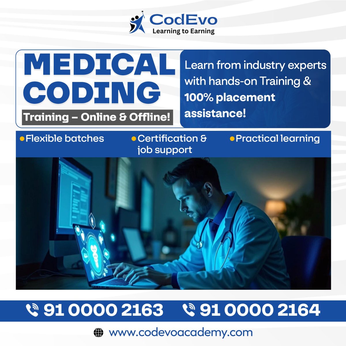 codevoacademy's tweet image. Kickstart your career in #MedicalCoding with expert-led training!💻 Flexible batches, certification, & 100% placement assistance.
Enroll now! 👉 codevoacademy.com
#HealthcareJobs #CareerGrowth #MedicalTraining