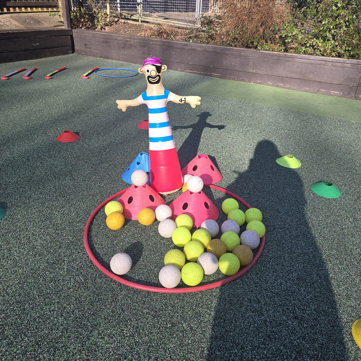 Treasure island for Year 1s! Protect your ball away from the pirate! Dribbling,  ball positioning and carrying , passing and working as a Team 🥰