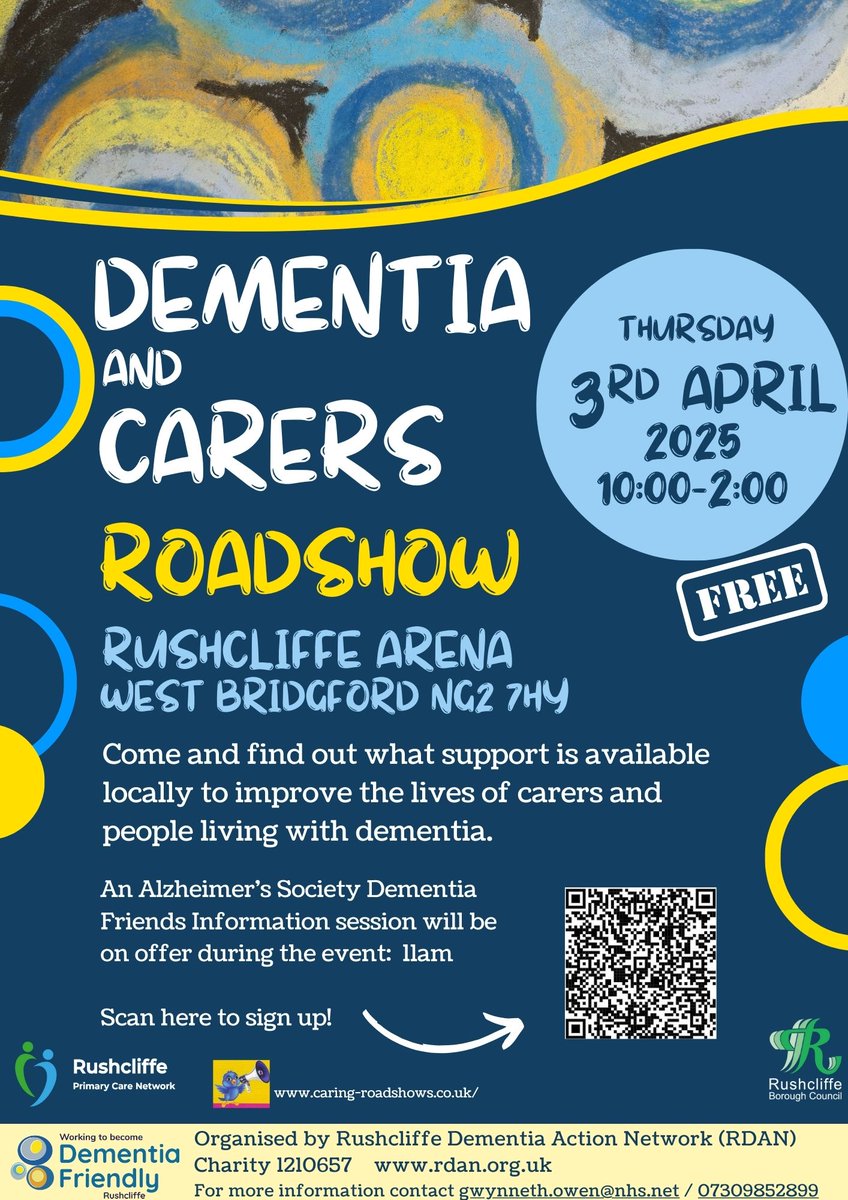 Trent Bridge Community Trust (@officialtbct) on Twitter photo Our Health & Wellbeing team will be at the Dementia & Carers Roadshow on April 3rd.
We work with <a href="/Rushcliffe/">Rushcliffe Borough Council</a> on our Forget Me Notts project - our sport & social sessions for people living with dementia and their carers.
Come down to Rushcliffe Arena on April 3rd to learn more! Our Health & Wellbeing team will be at the Dementia & Carers Roadshow on April 3rd.
We work with <a href="/Rushcliffe/">Rushcliffe Borough Council</a> on our Forget Me Notts project - our sport & social sessions for people living with dementia and their carers.
Come down to Rushcliffe Arena on April 3rd to learn more!