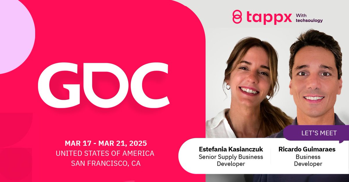 🎮 We’re thrilled to be attending GDC 2025 in San Francisco from March 17-21! 🌟 Join us at the world’s leading event for game creators, where innovation, creativity, and networking take center stage 🙌
techsoulogy.com/events/games-d… 

#GDC2025 #GamingInnovation #Networking