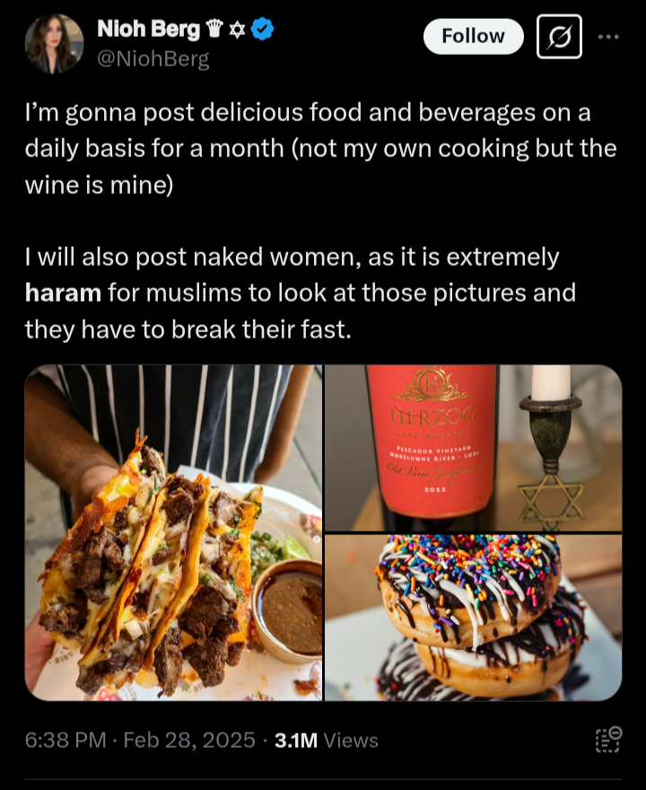 gauravsabnis's tweet photo. This is obvious blue check ragebait but it's also so so stupid! 🤦🏽

Muslims cook during Ramzan day what they eat after sunset. Are surrounded by non fasters, TV billboard ads restaurants etc. 

Such a weird projection to think this is some 4D chess level faith test. https://t.co/THXEJMgG8U
