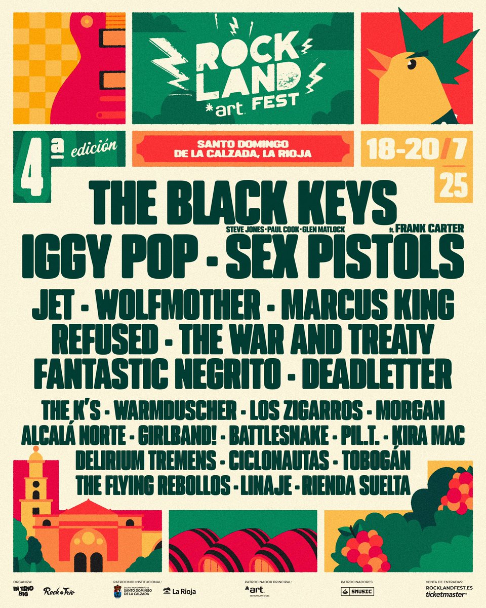 RockLand Art Fest (@rockland_fest) on Twitter photo ASÍ CERRAMOS CARTEL! 💣 <a href="/theblackkeys/">The Black Keys</a> , <a href="/realmarcusking/">Marcus King</a> , Fantastic Negrito , Girlband! y <a href="/warmduscherr/">Warmduscher</a> se unen a Rockland 2025 🐔 🎸 ¡Compra ya tu abono en Rocklandfest.es ASÍ CERRAMOS CARTEL! 💣 <a href="/theblackkeys/">The Black Keys</a> , <a href="/realmarcusking/">Marcus King</a> , Fantastic Negrito , Girlband! y <a href="/warmduscherr/">Warmduscher</a> se unen a Rockland 2025 🐔 🎸 ¡Compra ya tu abono en Rocklandfest.es