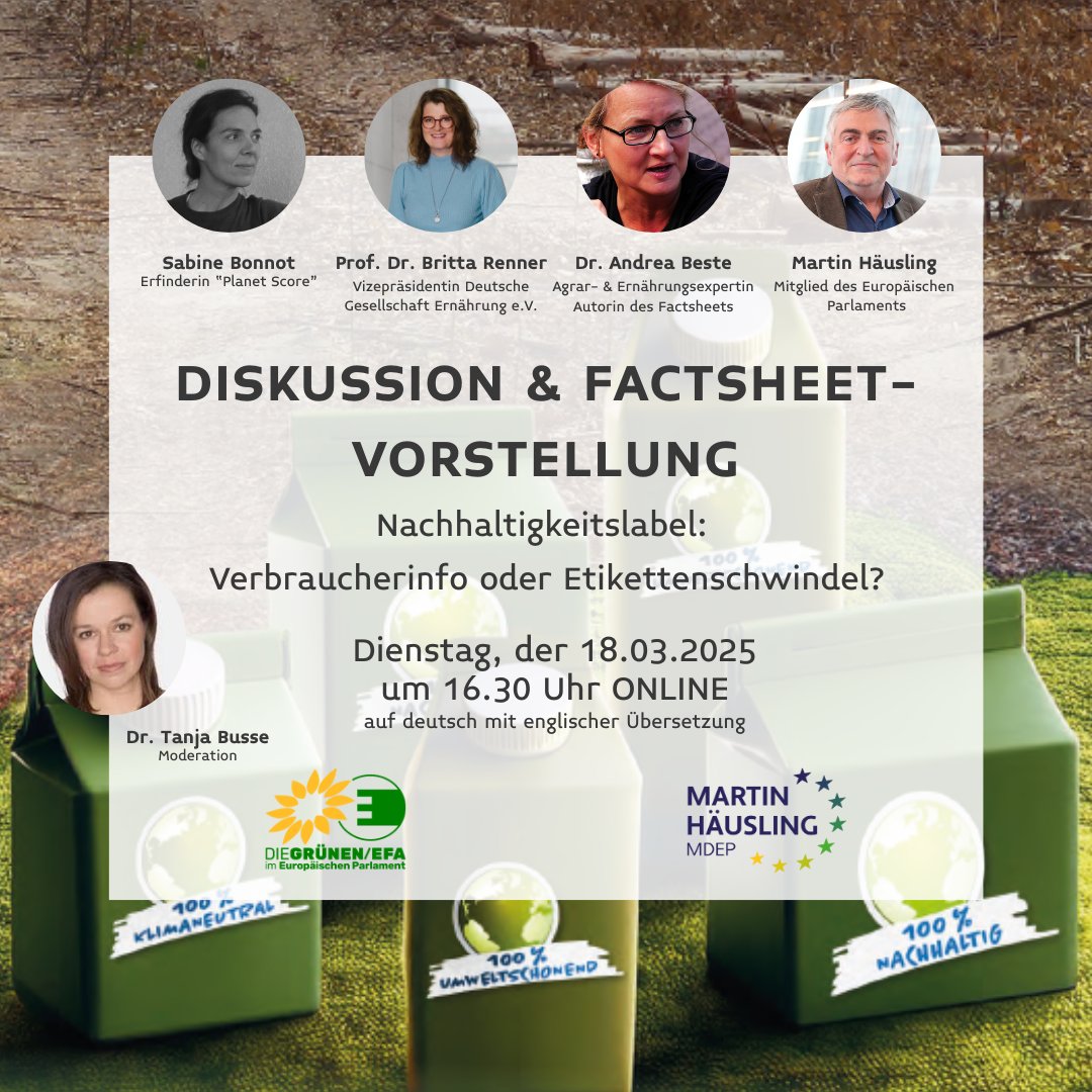 Grüne Versprechen auf Lebensmitteln boomen – VerbraucherInnen wollen nachhaltige Entscheidungen treffen

Doch können sie Umweltangaben auf Produkten vertrauen⁉️

Wir wollen genau das am 18.03.2025 ONLINE diskutieren 
👉with English translation

martin-haeusling.eu/termine/3192-o…