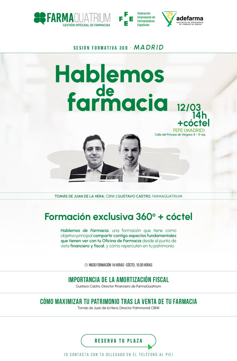 Has reservado ya tu plaza?? no dejes pasar esta oportunidad
Inscripciones: farmaquatrium.es/agenda/nueva-f…