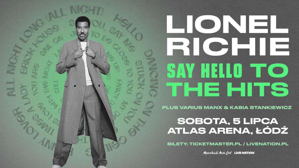 Live Nation Polska (@livenationpl) on Twitter photo Varius Manx & Kasia Stankiewicz wystąpią przed <a href="/LionelRichie/">Lionel Richie</a> na jego nadchodzącym koncercie w ramach trasy ‘Say Hello To The Hits’!
05.07.2025 <a href="/atlasarenapl/">Atlas Arena</a>, Łódź
Varius Manx to zespół, którego nikomu przestawiać nie trzeba!
Wielkie przeboje, miliony sprzedanych płyt, szczyty Varius Manx & Kasia Stankiewicz wystąpią przed <a href="/LionelRichie/">Lionel Richie</a> na jego nadchodzącym koncercie w ramach trasy ‘Say Hello To The Hits’!
05.07.2025 <a href="/atlasarenapl/">Atlas Arena</a>, Łódź
Varius Manx to zespół, którego nikomu przestawiać nie trzeba!
Wielkie przeboje, miliony sprzedanych płyt, szczyty