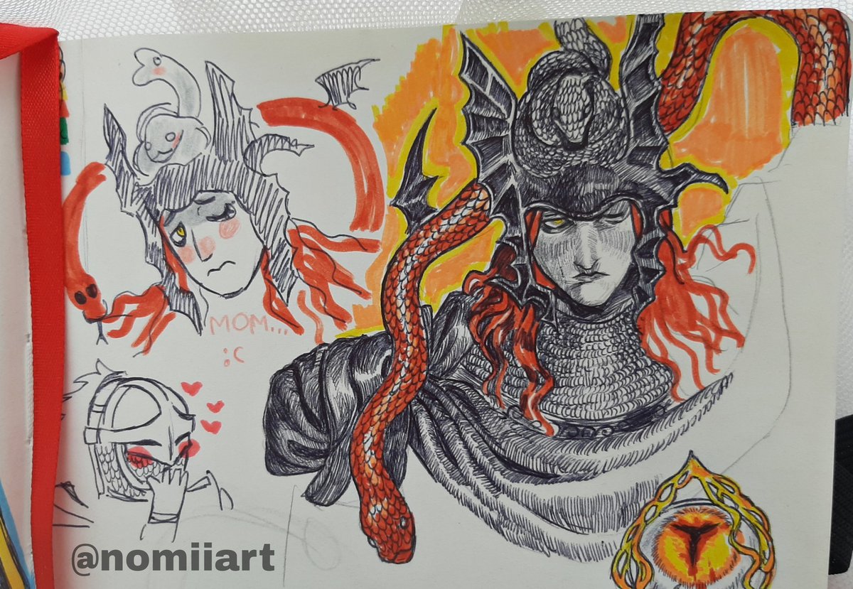 nomiiart's tweet image. Messmer doodles🐍 #EldenRing
