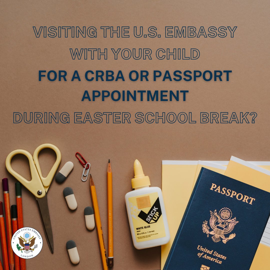 USAinUKConsular's tweet image. #USCitizens in the UK: Prepare for your child's CRBA or U.S. passport appointment!
Before attending, please review the information at:
Consular Report of Birth Abroad (CRBA) and first U.S. passport: uk.usembassy.gov/u-s-citizen-se…
Child Passport Renewal (under age 16):…