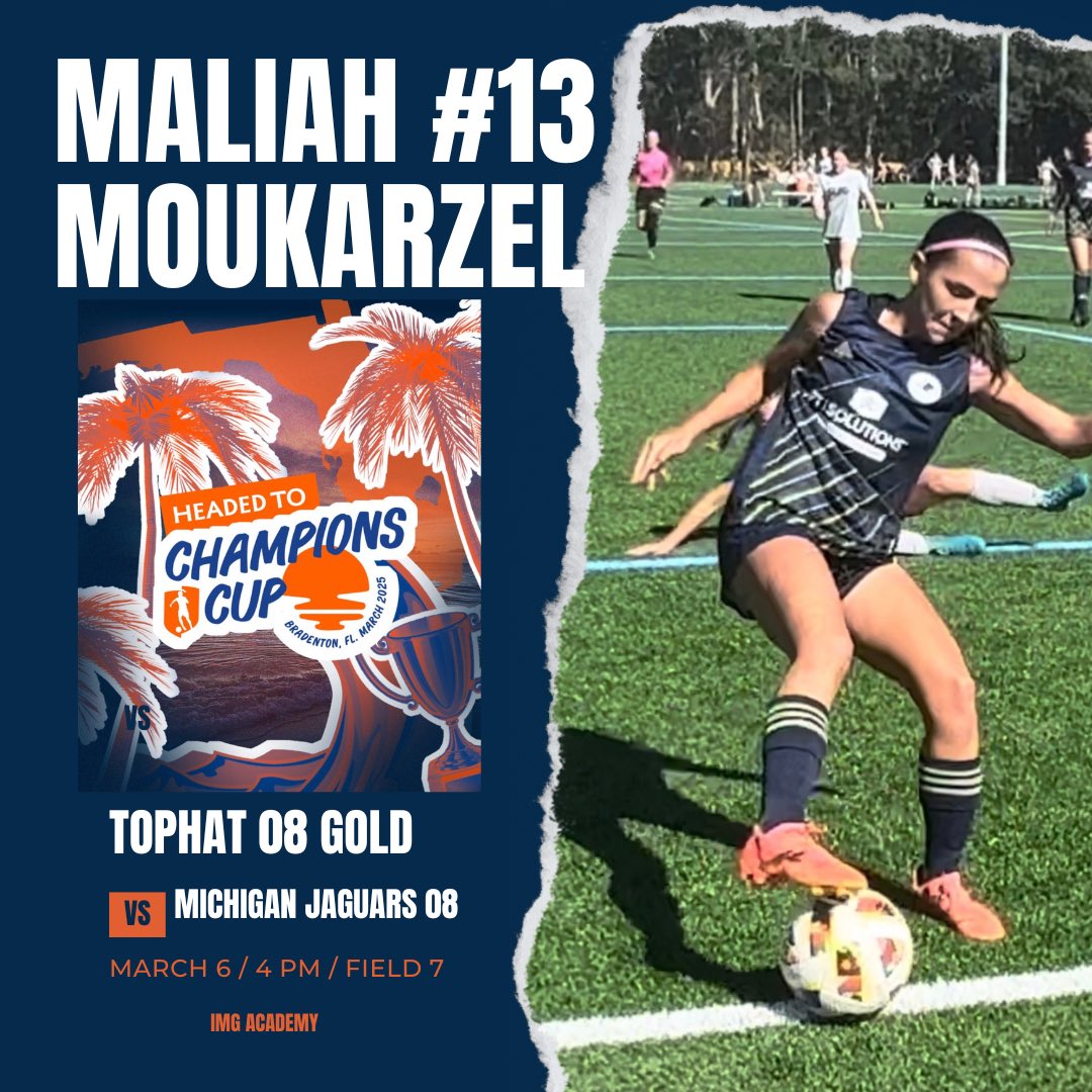Maliah Moukarzel (@malimouk13) on Twitter photo Cant wait to play at the <a href="/GAcademyLeague/">Girls Academy</a> Champions Cup! Come watch me and my team play.
•
•
<a href="/Tophat08GA/">Tophat 08 Gold GA</a> <a href="/PrepSoccer/">Prep Soccer ⚽️</a> <a href="/TheSoccerWire/">SoccerWire</a> <a href="/TopDrawerSoccer/">TopDrawerSoccer</a> <a href="/ImYouthSoccer/">ECNL/GA/Recruiting/College Soccer</a> <a href="/ImCollegeSoccer/">College Soccer Truth ™</a> Cant wait to play at the <a href="/GAcademyLeague/">Girls Academy</a> Champions Cup! Come watch me and my team play.
•
•
<a href="/Tophat08GA/">Tophat 08 Gold GA</a> <a href="/PrepSoccer/">Prep Soccer ⚽️</a> <a href="/TheSoccerWire/">SoccerWire</a> <a href="/TopDrawerSoccer/">TopDrawerSoccer</a> <a href="/ImYouthSoccer/">ECNL/GA/Recruiting/College Soccer</a> <a href="/ImCollegeSoccer/">College Soccer Truth ™</a>