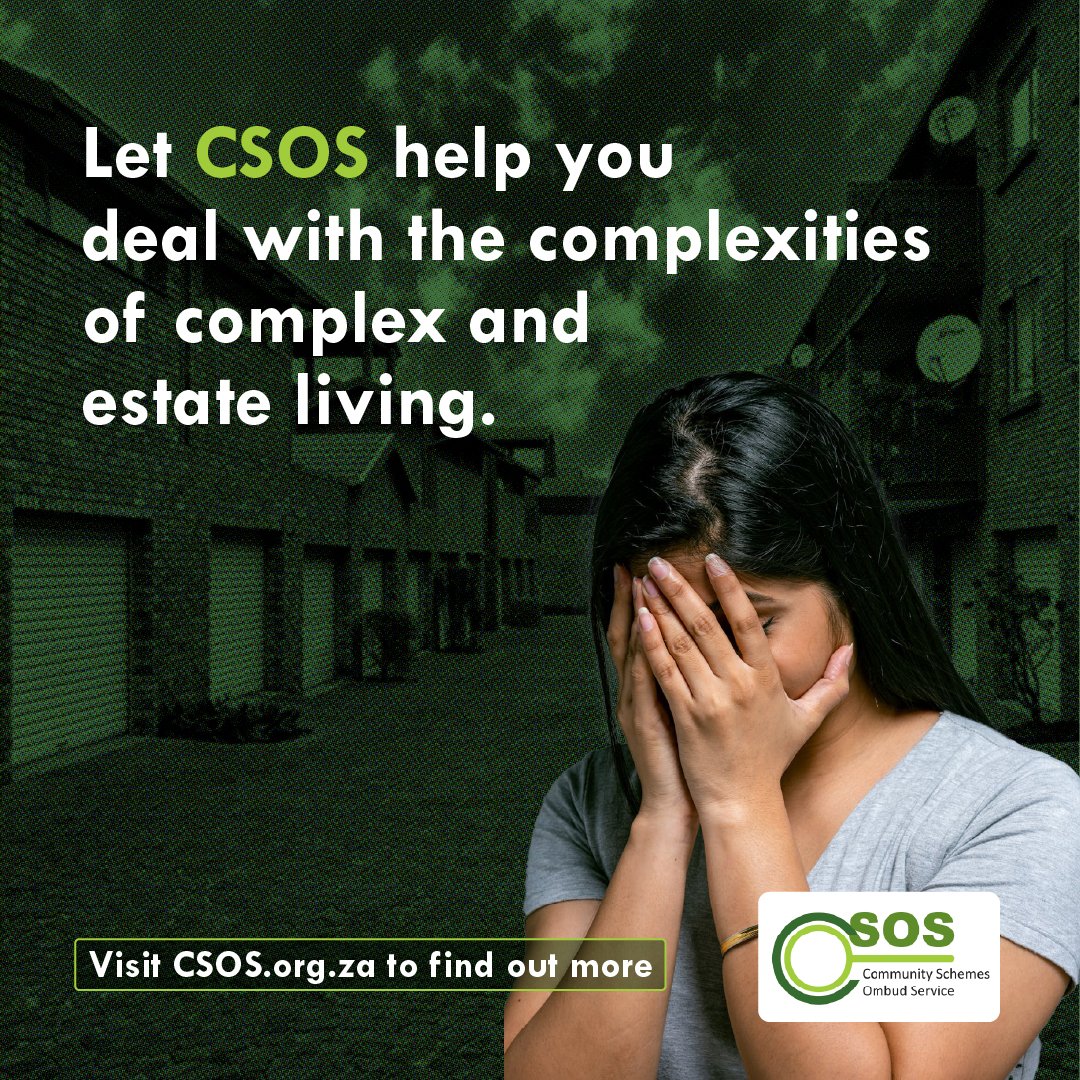 CSOS_SA's tweet photo. Living in a sectional title, complex or estate can have its own complexities.🏡
CSOS is here to make things easier to understand, with anything community scheme related.
Let CSOS help take care of it. Visit https://t.co/YOf1zLAMci to find out more.
#CSOS
#CSOSConnect https://t.co/26LludNcCz