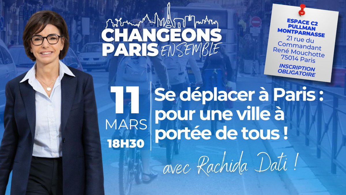 Changer Paris (@gpechangerparis) on Twitter photo Comment garantir notre liberté de déplacement, en mettant fin aux émissions polluantes & aux conflits entre usagers de la route?
ZFE, ZTL, périphérique, accessibilité... Nous aborderons tous ces sujets & plus, en présence de <a href="/datirachida/">Rachida Dati ن</a>!
Inscrivez-vous: forms.gle/jowKMrTVcJMLE6… Comment garantir notre liberté de déplacement, en mettant fin aux émissions polluantes & aux conflits entre usagers de la route?
ZFE, ZTL, périphérique, accessibilité... Nous aborderons tous ces sujets & plus, en présence de <a href="/datirachida/">Rachida Dati ن</a>!
Inscrivez-vous: forms.gle/jowKMrTVcJMLE6…