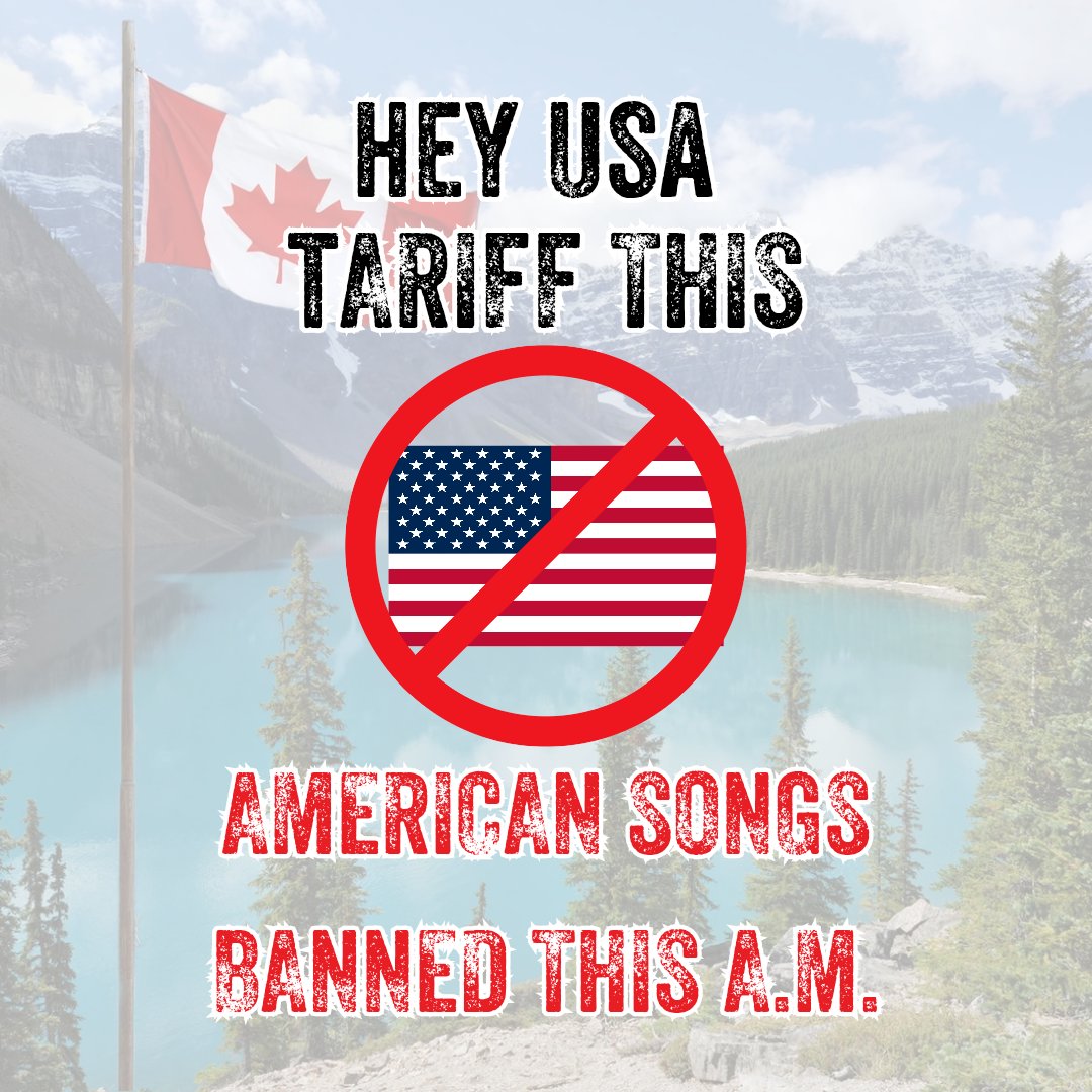 We're yanking American tunes out of the playlist this morning and replacing them with Canadian ones.

🇨🇦💪

- <a href="/BradleyKarp/">Brad Karp</a> &amp; <a href="/AlyshaWilliams1/">alyshawilliams1</a> 

#kelowna #okanagan #TrumpTariffs
