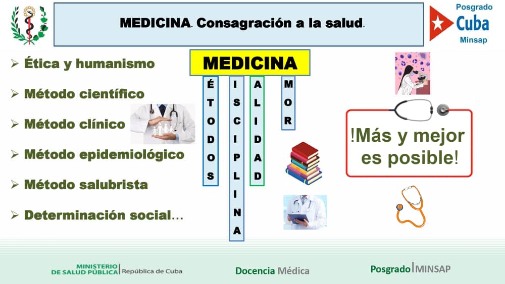 🩺 Métodos, disciplina, calidad y amor a la profesión se deben articular en el noble ejercicio de la #Medicina. 

❇️ Juntos por la #salud.

#CubaPorLaVida
#PosgradoMinsapCuba